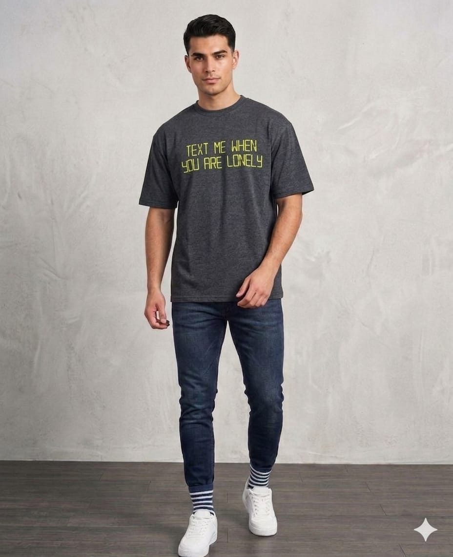 Men’s Printed T-Shirt – “Text Me When You Are Lonely” Casual Cotton Tee for Men | Wearex