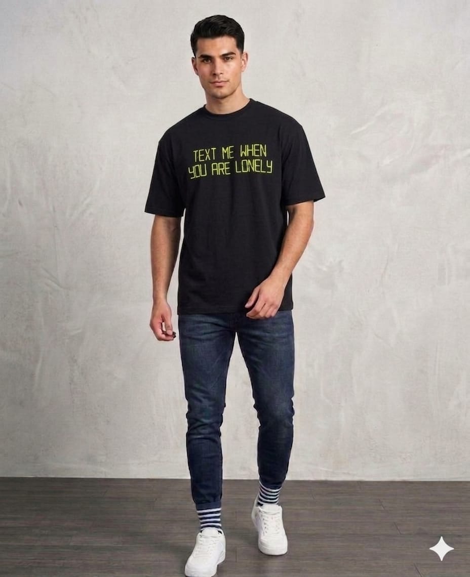 Men’s Printed T-Shirt – “Text Me When You Are Lonely” Casual Cotton Tee for Men | Wearex